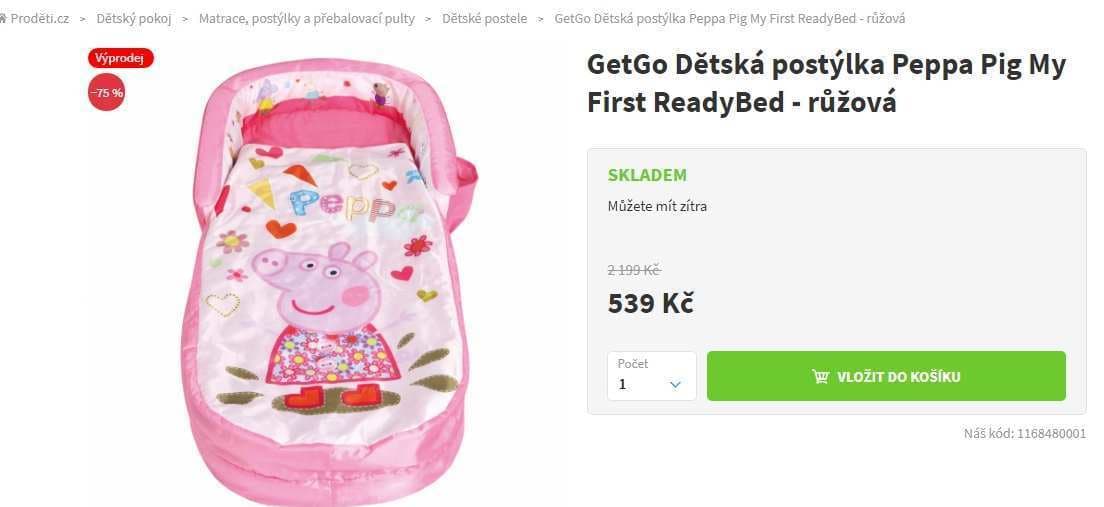 Nafukovací postýlka Peppa Pig