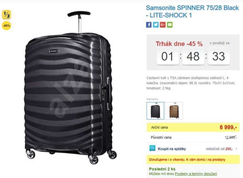 Samsonite Spinner, L, 99 litrů, 2,5kg