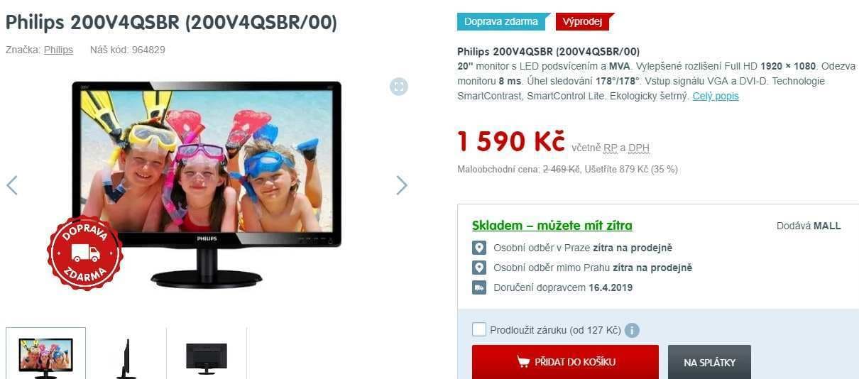 PC monitor Philips, 20", full HD