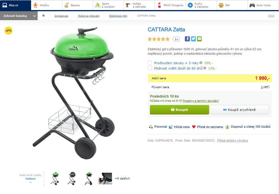 Elektrický gril Cattara Zetta