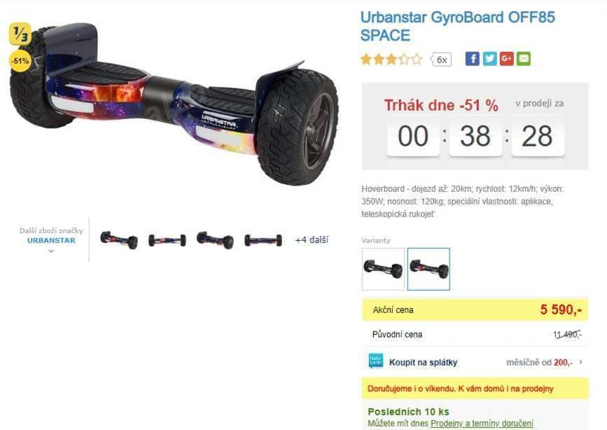 Hoverboard Urbanstar, dojezd 20km