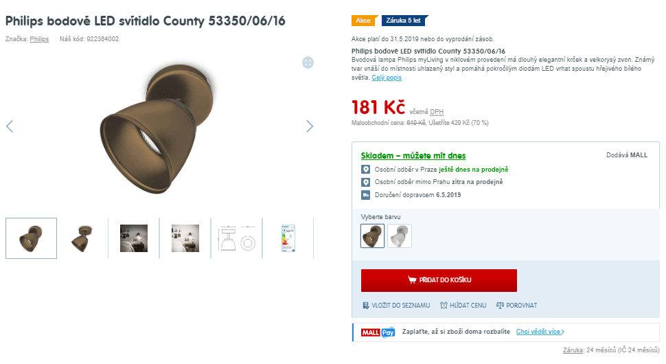 Bodová LED lampa Philips 53350/06/16 