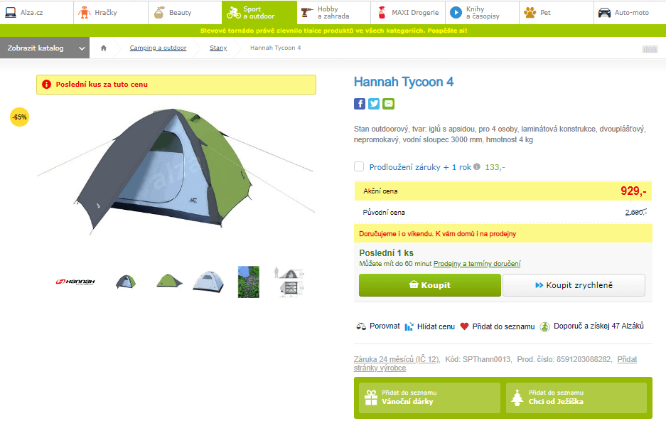 Turistický stan Hannah Tycoon 4