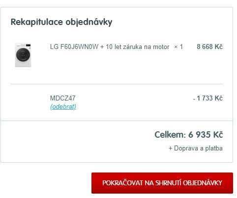 Pračka LG, 6,5kg, 1000 ot., A+++, NFC