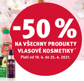 Sleva 50% na vlasovou kosmetiku
