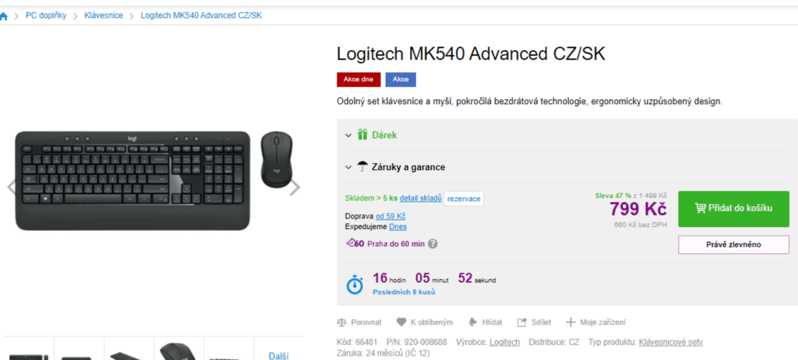 Bezdrátová klávesnice a myš Logitech
