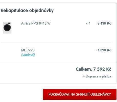 Pračka Amica, 8kg, 1400 ot., A+++