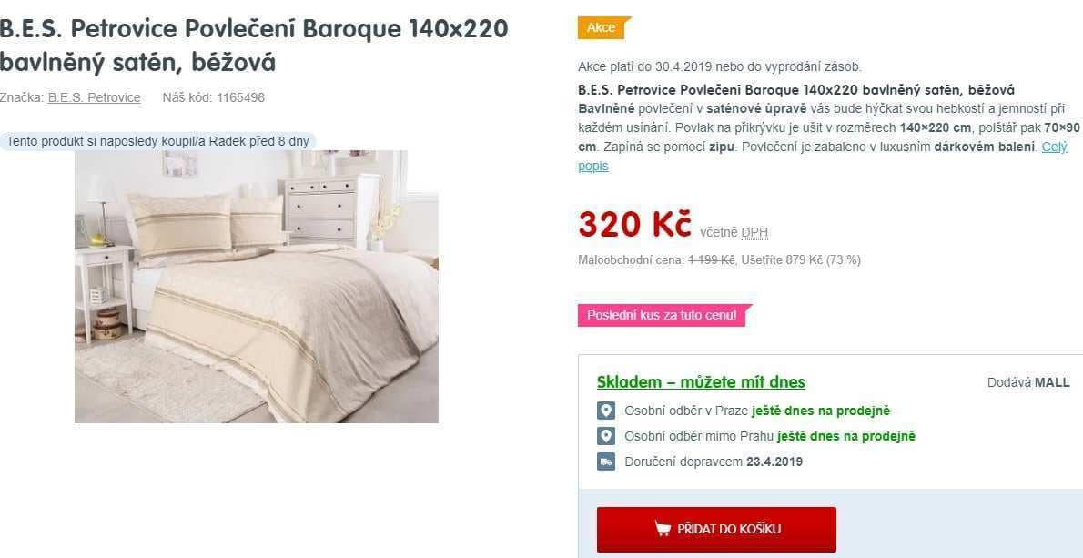 Povlečení Baroque 140x220 bavlněný satén