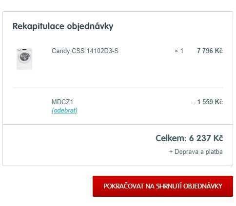 Parní pračka Candy, 10kg, 1400 ot., Smart