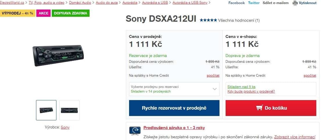 Autorádio Sony, mp3, usb