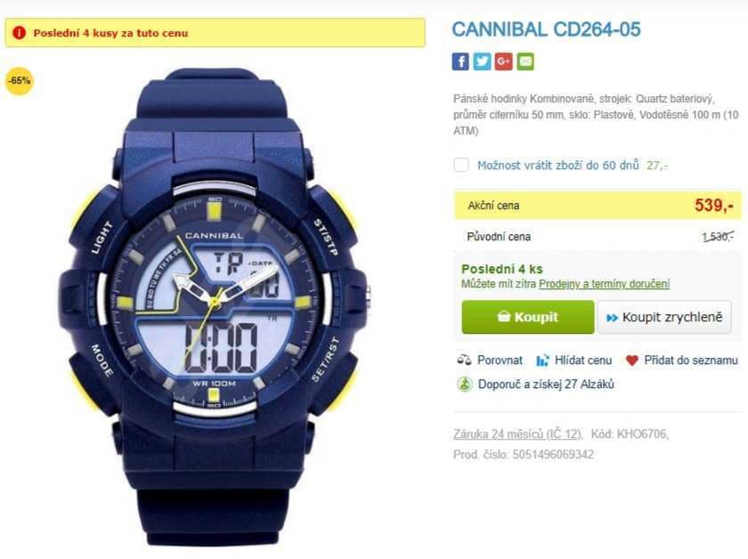 Pánské hodinky Cannibal, vodotěsné