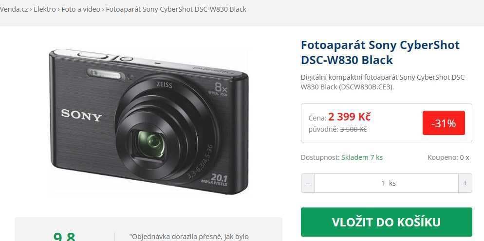Sony CyberShot, 20,1 MPx,8x zoom