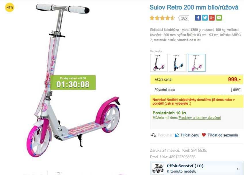 Skládací koloběžka Sulov RETRO, 100 kg