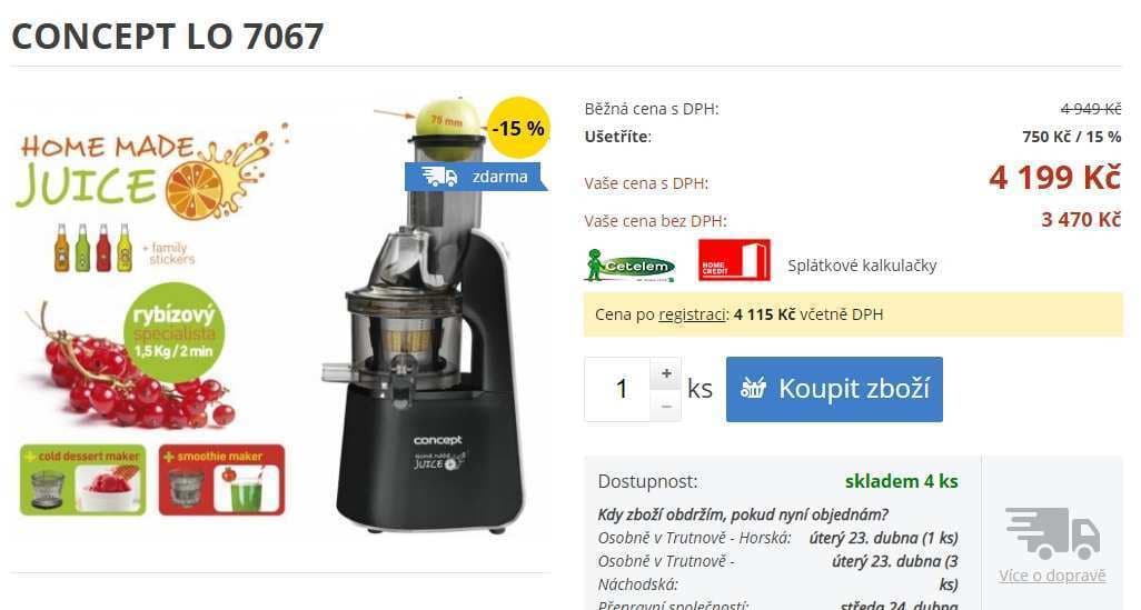 Šnekový odšťavňovač Concept LO7067