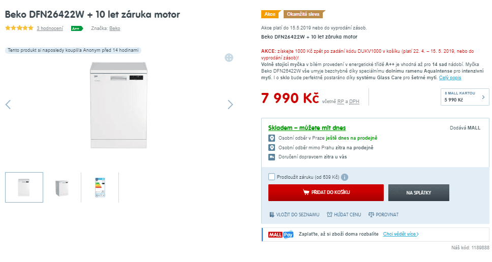 Myčka nádobí Beko, A++, 14 sad