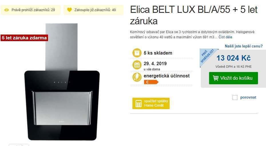 Designová komínová digestoř Elica BELT LUX