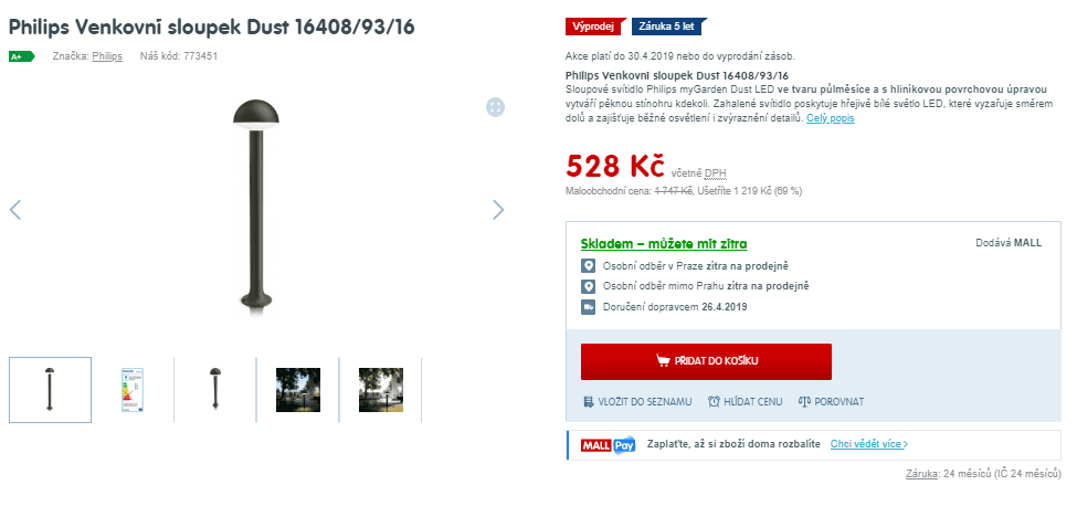 Venkovní sloupek Philips Dust 16408/93/16