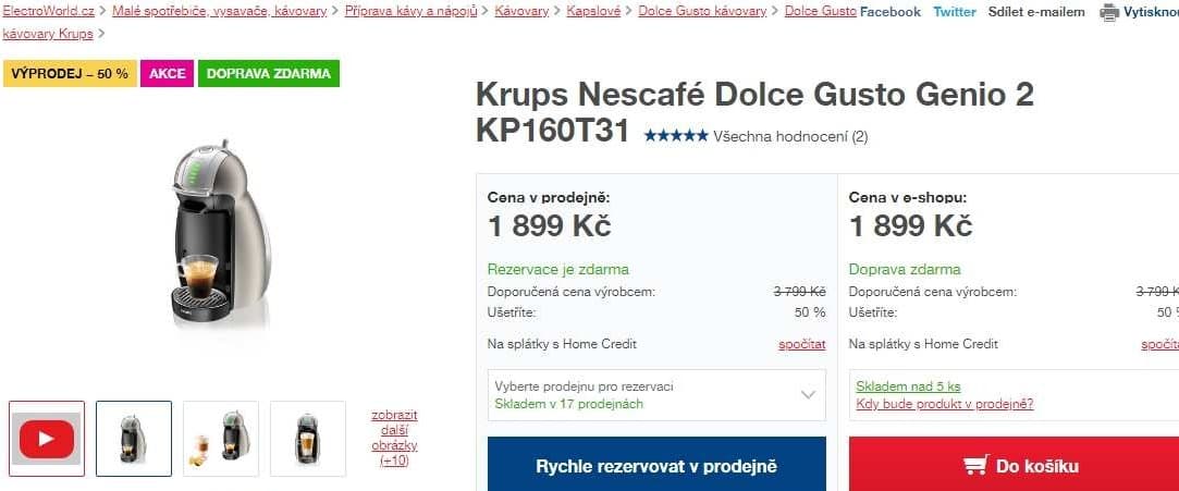 Kávovar na kapsle Krups, 15bar