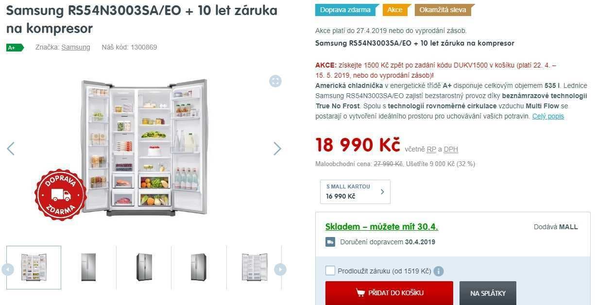 Americká lednice Samsung, no frost
