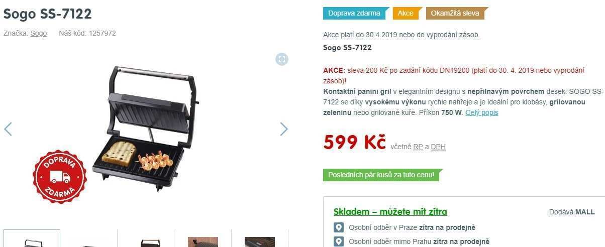 Kontaktní panini gril SOGO