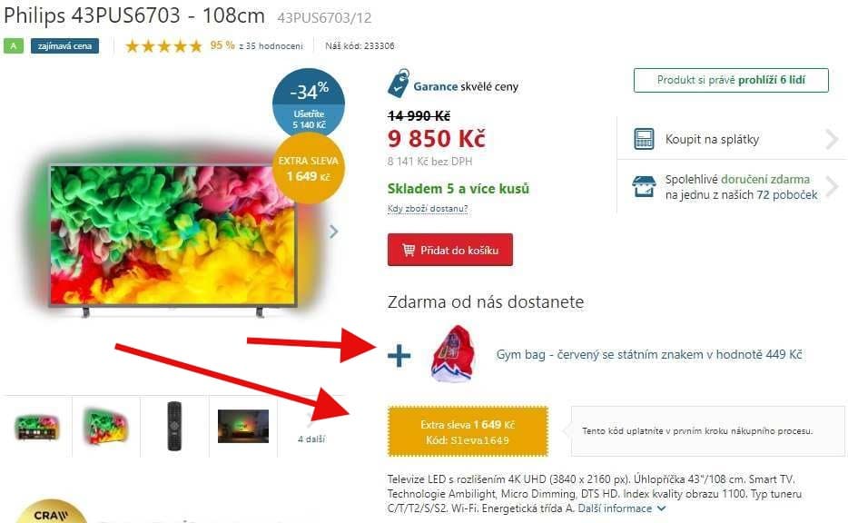4K Smart TV, HDR, Ambilight, 108cm, Philips