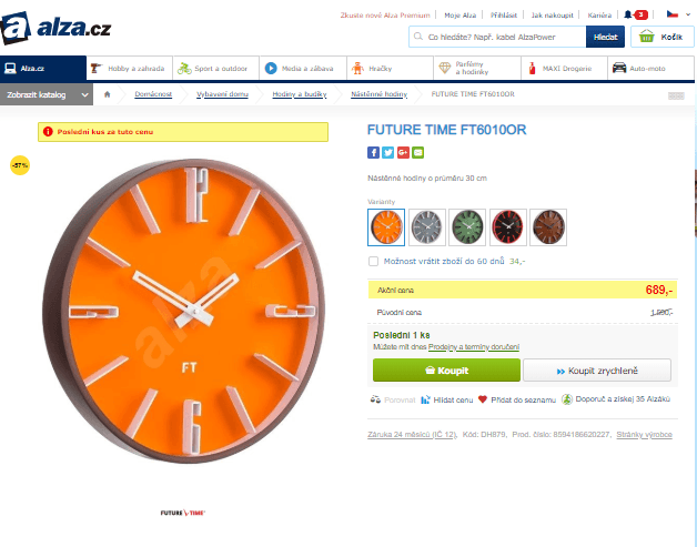 Nástěnné hodiny Future Time 30 cm