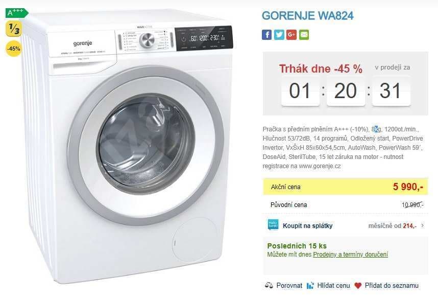 Pračka Gorenje, 8kg, 1200 ot., A+++