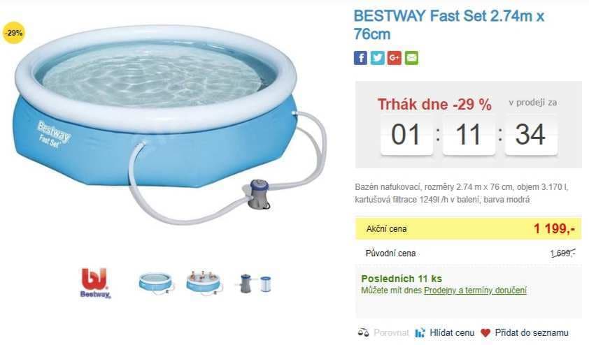 Bazén s filtrací Bestway, 2,74 metru