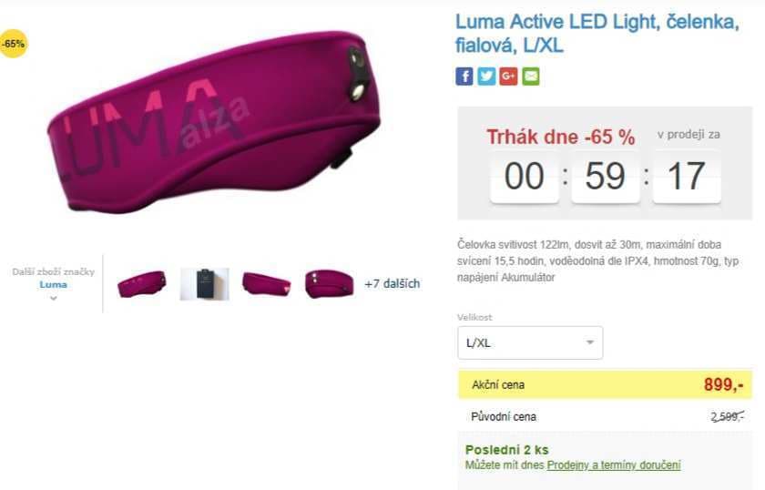Čelenka s LED světlem Luma
