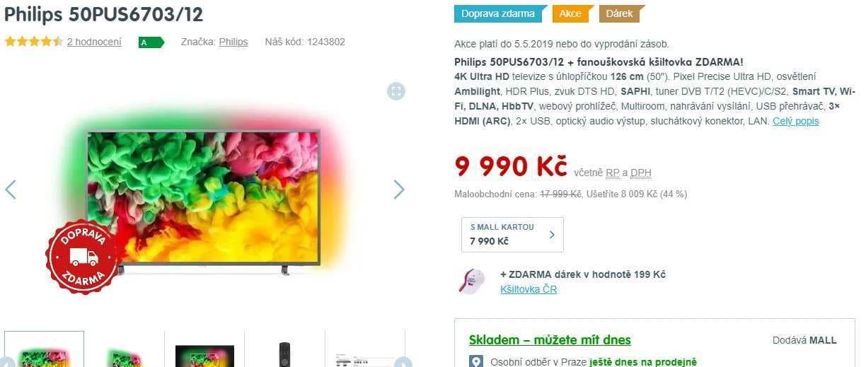 4K Smart TV, Ambilight, HDR, 126cm, Philips
