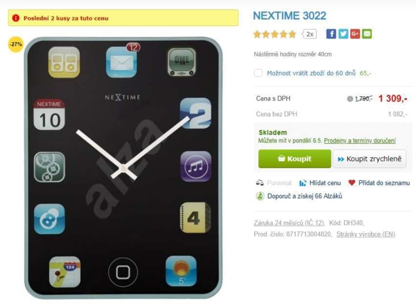 Nástěnné hodiny NEXTIME, 40x30 cm