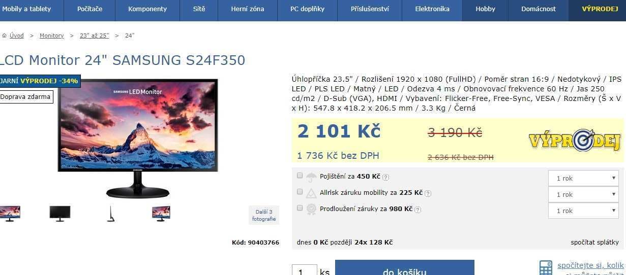 PC monitor Samsung, full HD, 24"