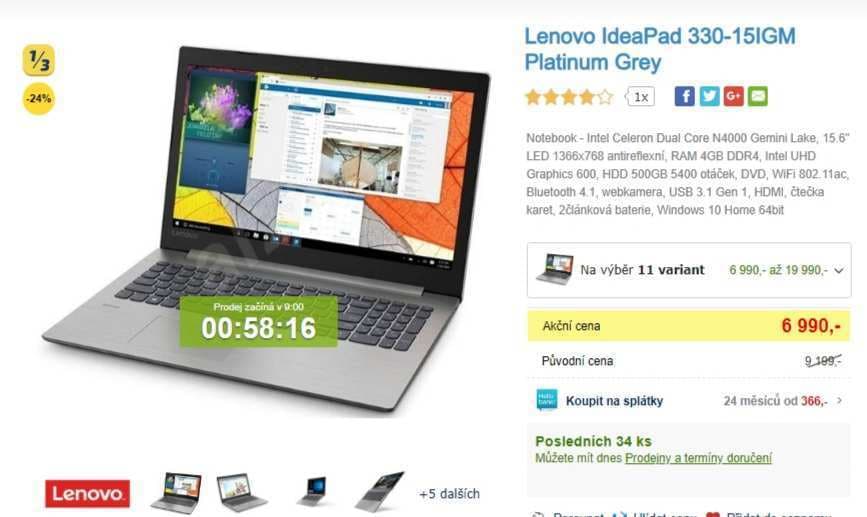 Lenovo, až 2,6GHz, 4GB RAM, 15,6"