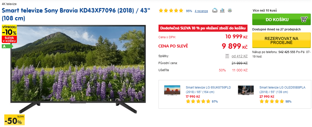 Ultra HD Smart TV, HDR, 108cm, SONY