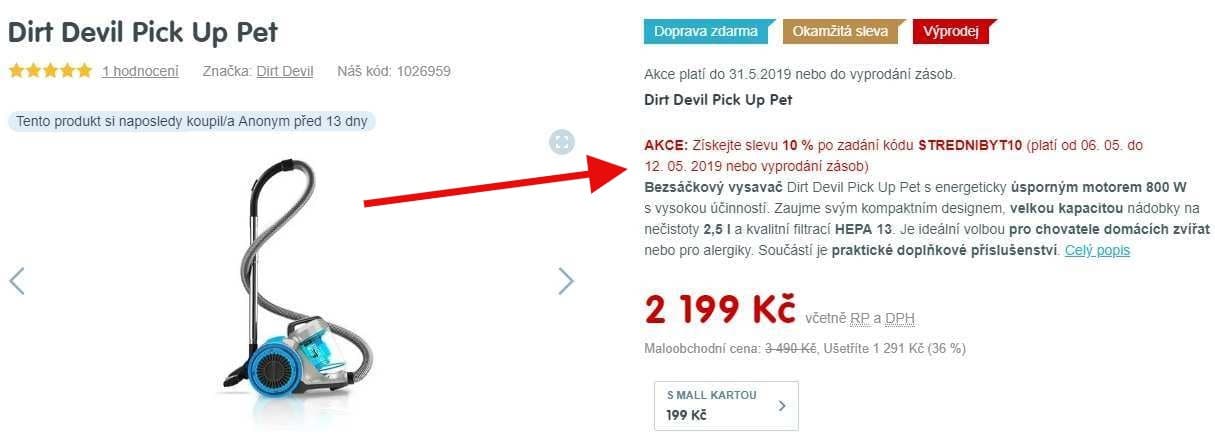 Vysavač Dirt Devil, bezsáčkový, cyklon, HEPA13
