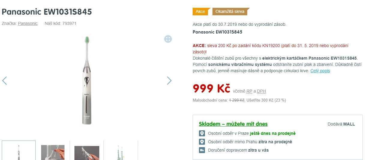 Elektrický kartáček Panasonic EW1031S845