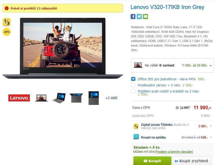 Lenovo, i3 2,3GHz, 4GB RAM, 17,3"