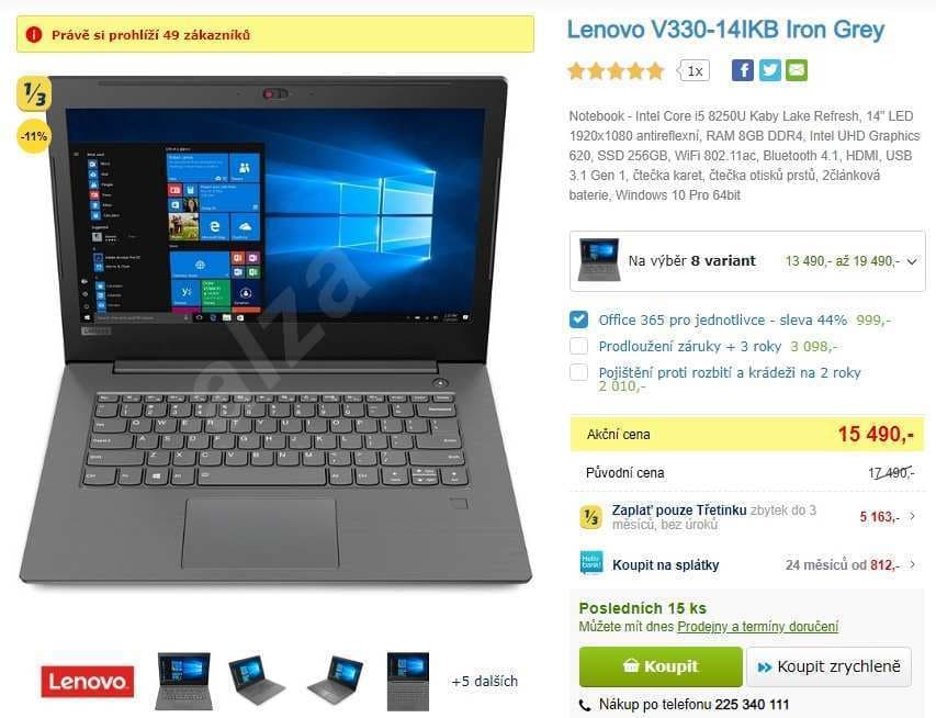 Lenovo, i5, 3,4GHz, 8GB RAM, 14", 1,55kg