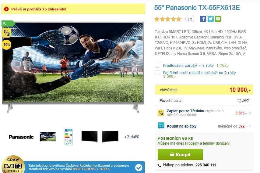 Ultra HD TV, HDR, Smart, 139 cm, Panasonic