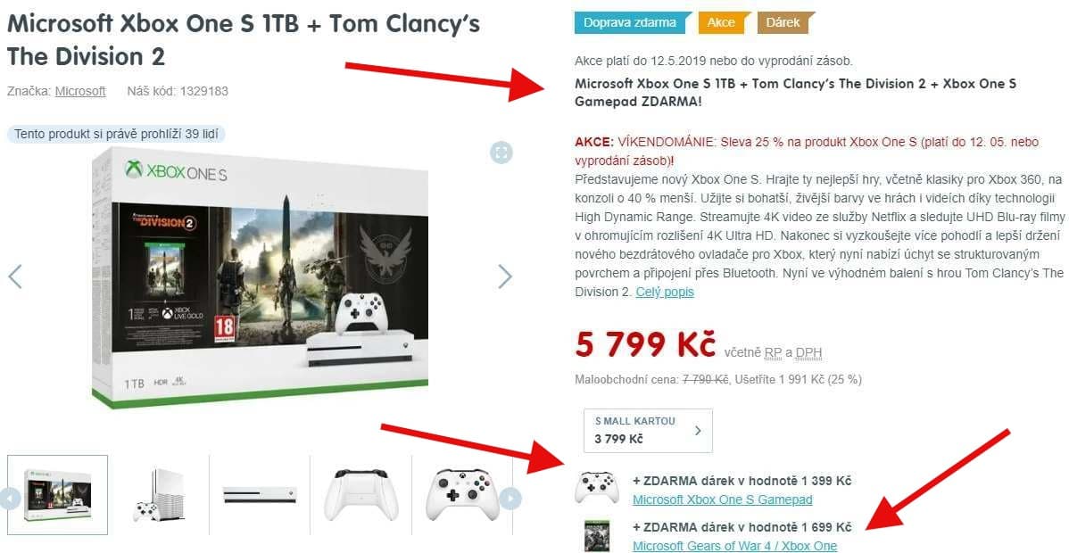 Xbox One S 1 TB + 3 dárky (hodnotné)