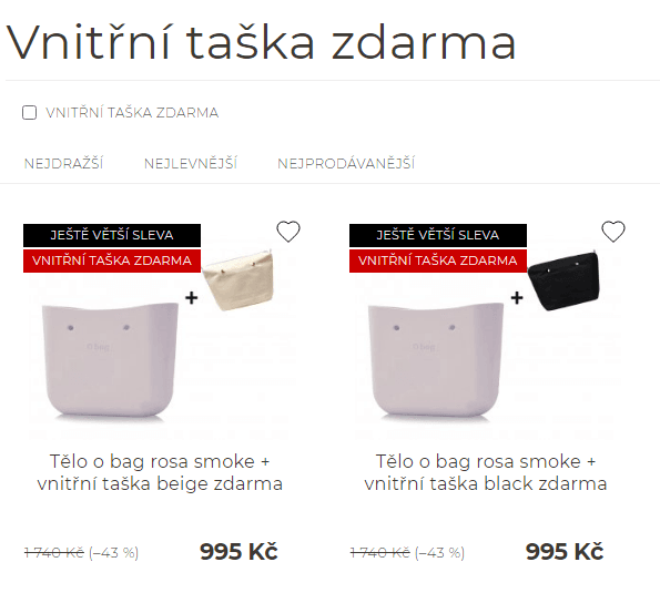 Vnitřní taška OBAG zdarma k nákupu