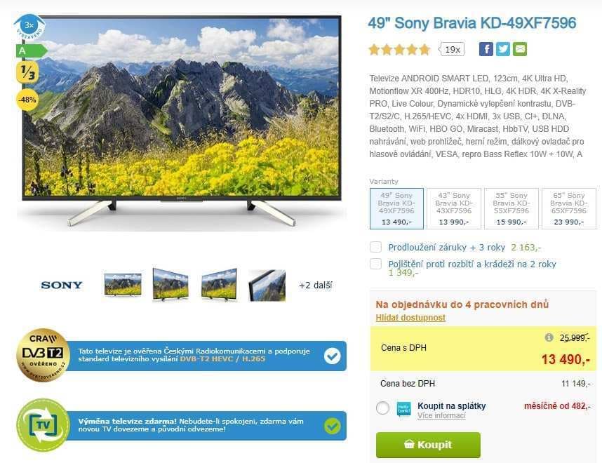 4K Smart TV, HDR, 123cm, SONY