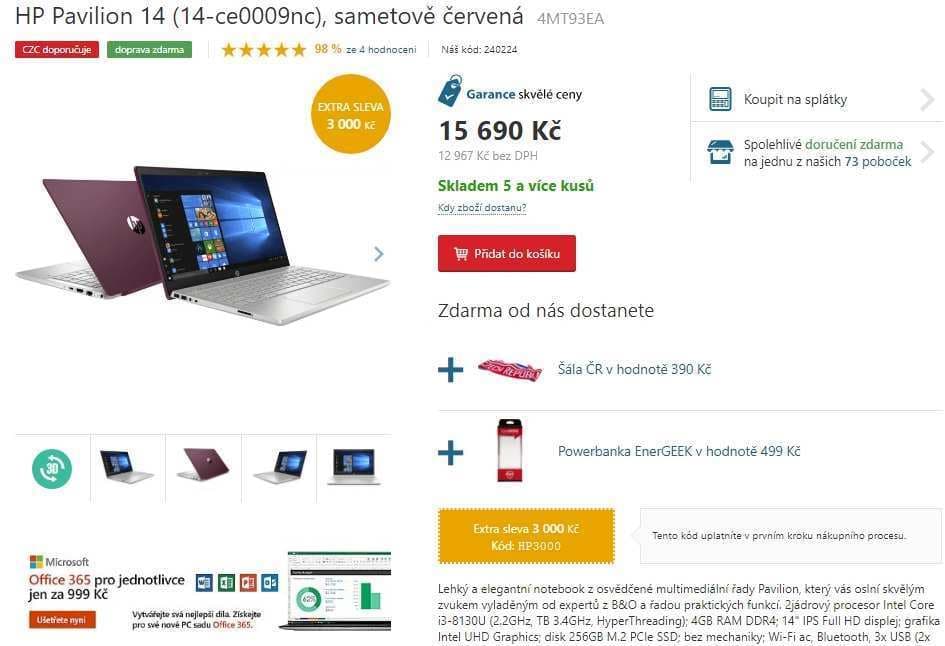 HP, i3, 3,4GHz, 4GB RAM, 1,6kg, 15,6"