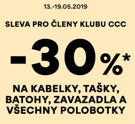 Sleva 30% na  kabelky, tašky, batohy...