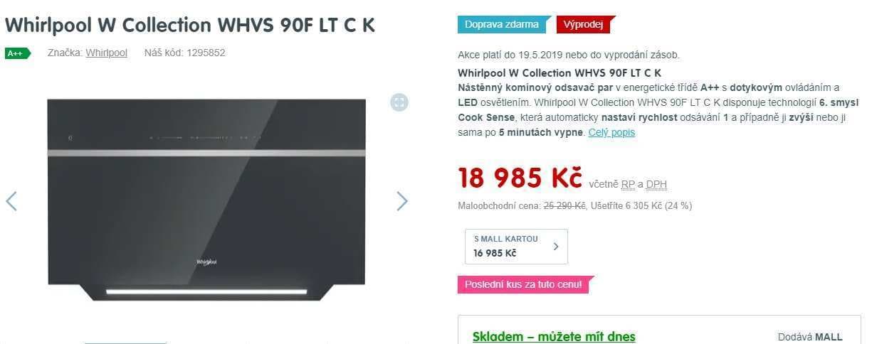 Digestoř Whirlpool W Collection, 801 m