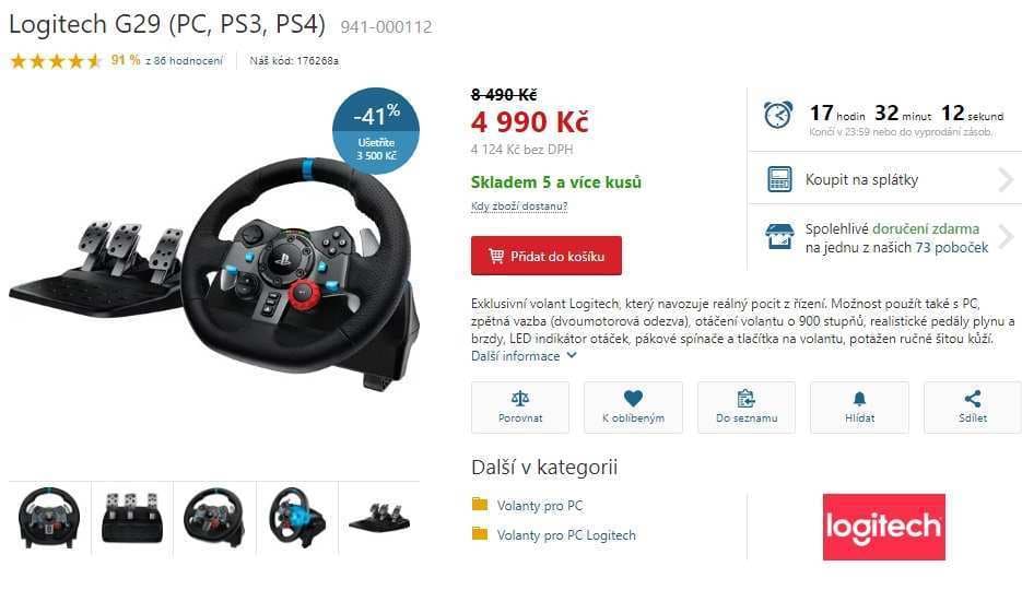 Herní zařízení na PC, PS - Logitech G29