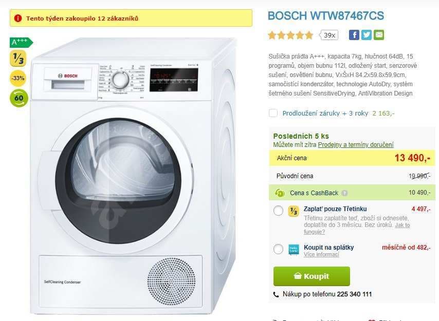 Sušička Bosch, 7kg, A+++, alergie