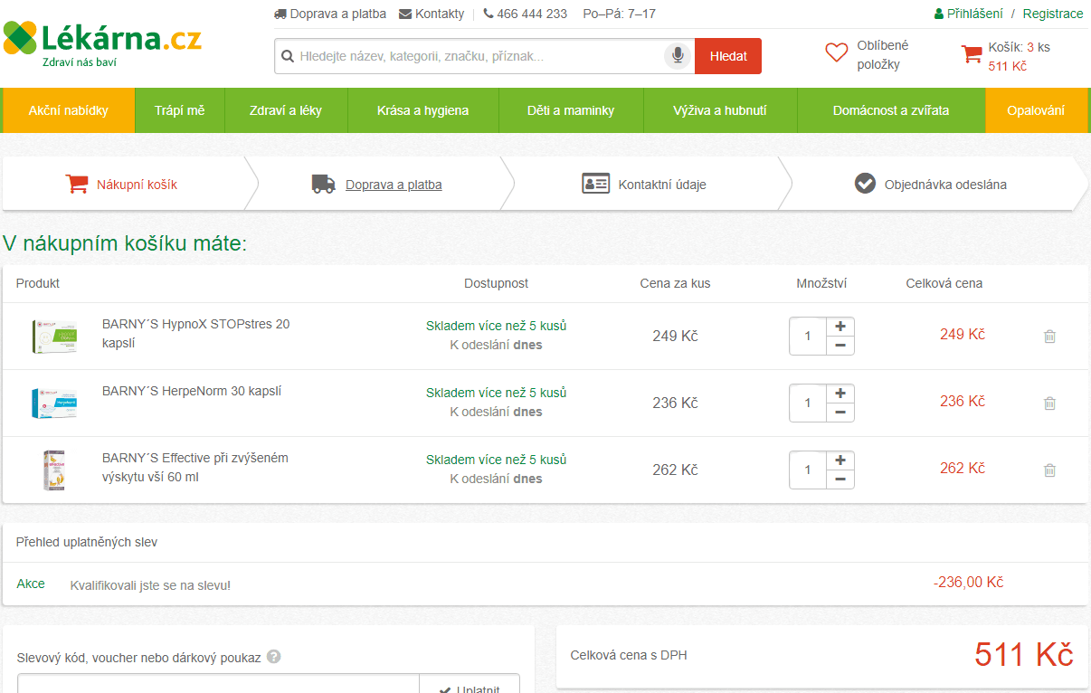 Akce 2+1 na produkty Barny´s