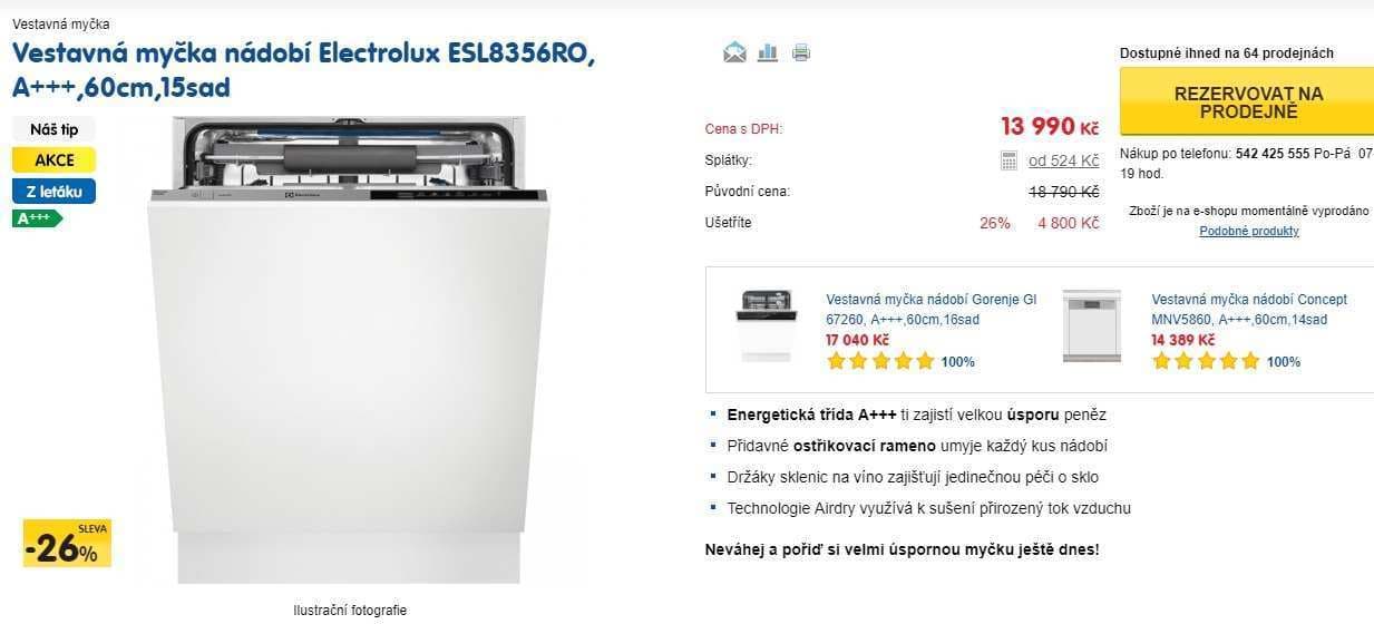 Myčka Electrolux, 15 sad, A+++, paprsek