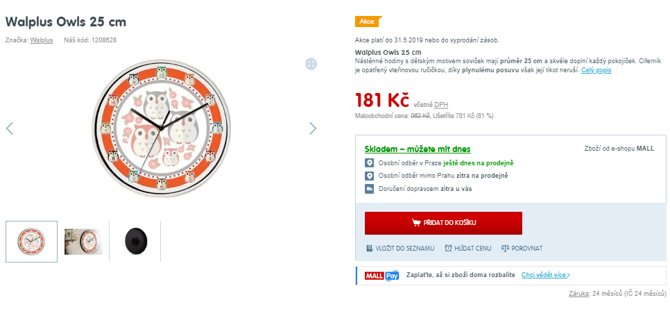 Dětské nástěnné hodiny Walplus Owls 25 cm